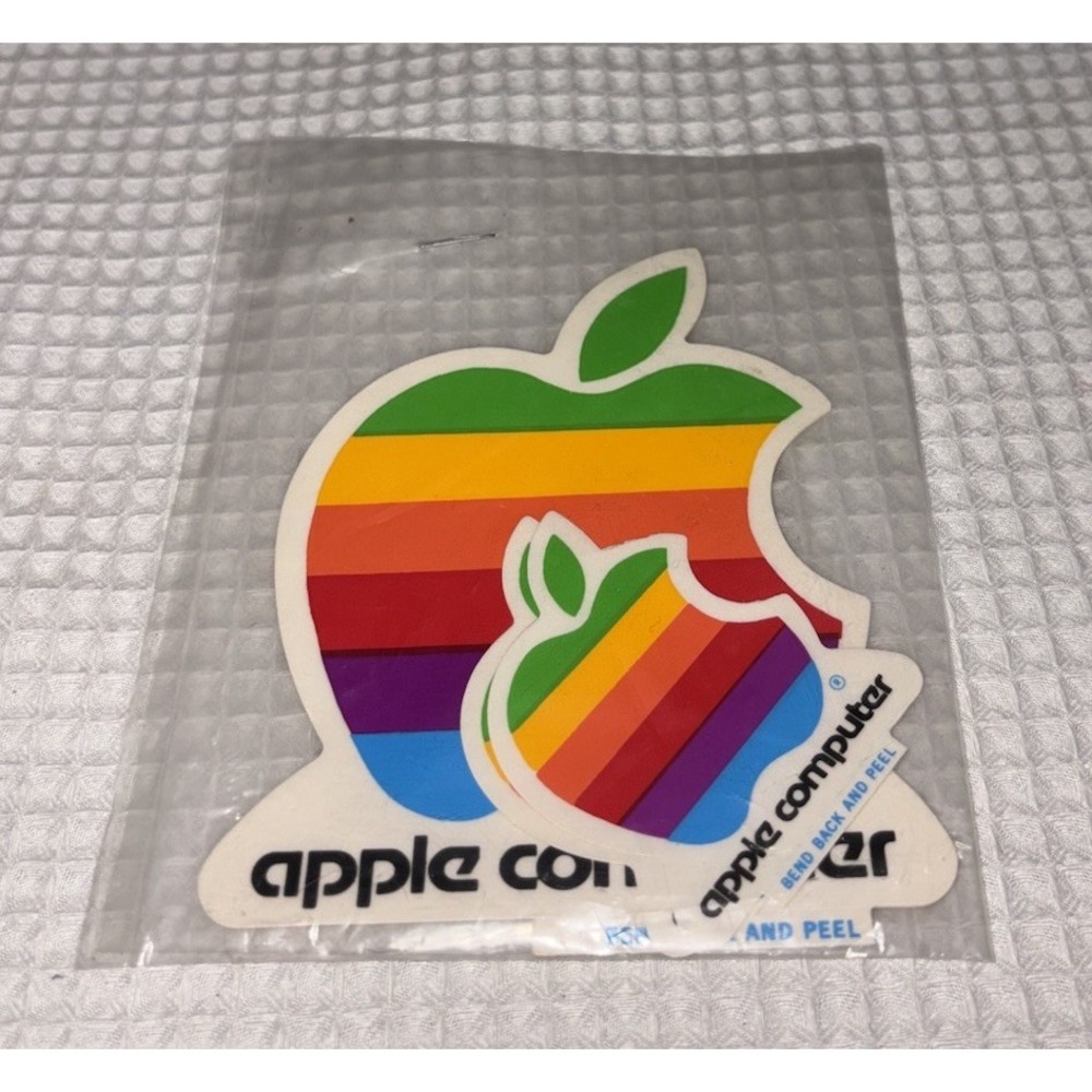 Vintage Apple Computers Macintosh Stickers 1980s *NOS, Still Sealed* Rainbow